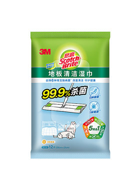 3M思高地板清洁湿巾12片装