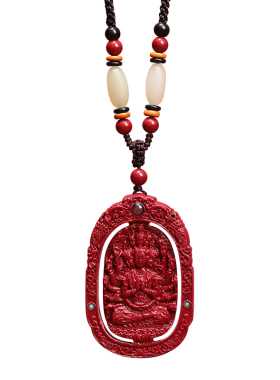 福妞珠宝天然朱砂本命佛观音吊坠