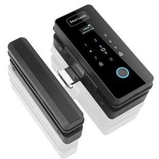 慧锁有框玻璃门指纹锁免开孔双开门单门双门智能遥控电子密码门锁