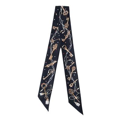 法式黑钥匙印花装饰丝巾绑包手柄