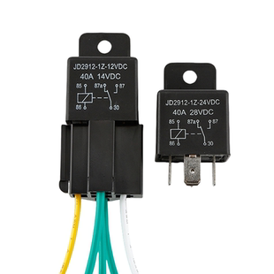 40a汽车继电器12V24v48v改装大灯喇叭空调4/5脚带线插座继电器80A