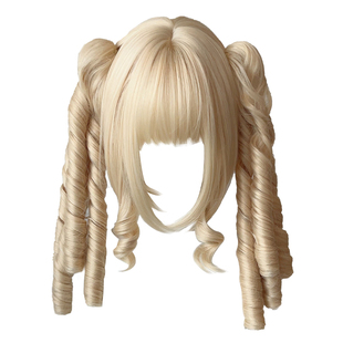 喵喵岛假发女Lolita长卷发白金色古早复古罗马卷双马尾抓夹全头套