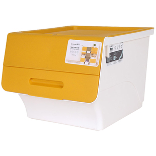 茶花收纳箱儿童玩具零食大号斜口储物柜衣物衣柜床底塑料翻盖箱