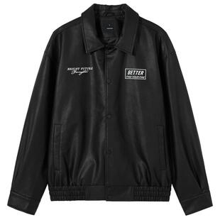 热风男士夹克外套pu皮机车风夹克2025年秋季新款复古潮流翻领夹克