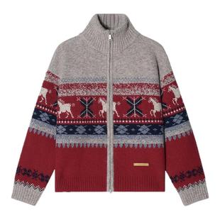 【马年限定 羊毛混纺】Unvesno(UN新年费尔岛小马驹提花毛衣开衫