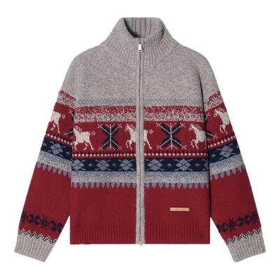 【马年限定 羊毛混纺】Unvesno(UN新年费尔岛小马驹提花毛衣开衫