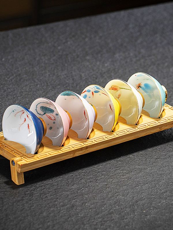 手绘功夫茶杯品茗杯高端白瓷主人杯家用茶盏小茶杯套装斗笠杯茶具