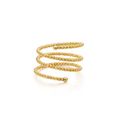 FENS珠宝18K金弹簧珠珠戒指