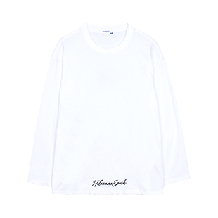 Holocene美式潮牌纯色长袖T恤男宽松百搭休闲圆领小众设计打底衫