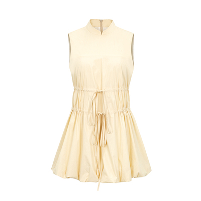 dorydory 中式小立领抽绳花苞无袖衬衫法式掐腰绝美小资小上衣