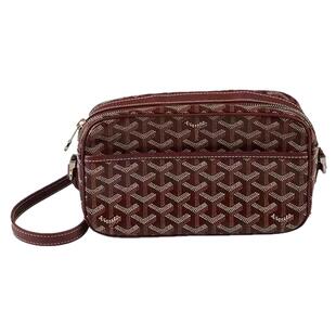 「9.0新」GOYARD(高雅德)相机包酒红色涂层帆布小号斜挎包