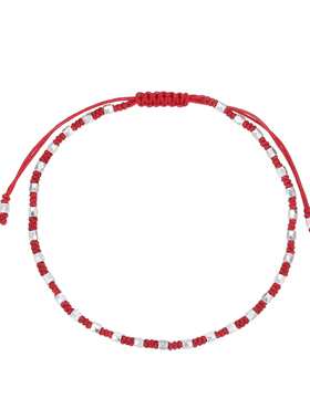 梵灵S925银切面闪闪小红绳手链