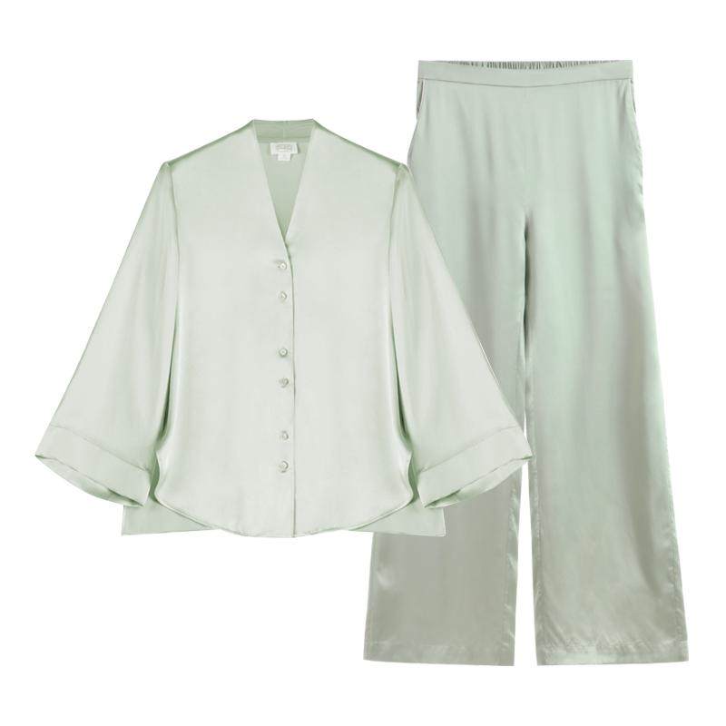 618大促』丝侬新中式真丝睡衣女开衫丝绸桑蚕家居服女款春夏礼盒
