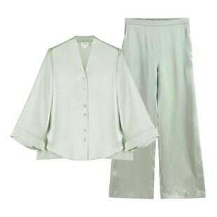 静姝』丝侬新中式真丝睡衣女士长袖开衫丝绸桑蚕家居服女款礼物秋