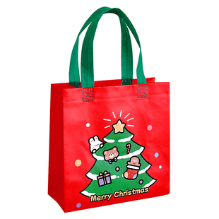 ins可爱圣诞节无纺布幼儿园小学生圣诞礼物收纳包儿童手提包装袋