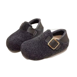 厚底毛呢勃肯鞋女外穿2025年秋冬新款百搭包头半拖鞋棉鞋平底单鞋