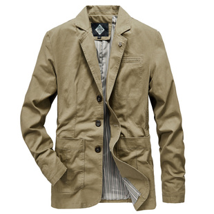 吉普男士休闲西装男装中年2026春秋新款战地西服纯棉夹克宽松外套