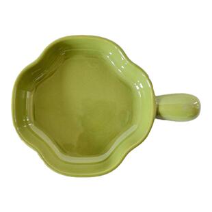 北欧纯色带手柄盘子创意微波炉烤箱烘焙烤盘陶瓷家用菜盘小吃盘