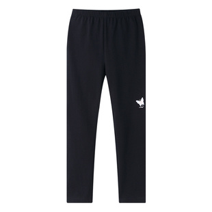 安奈儿童装女童打底裤2026春新款弹力修身裤子甜美黑色白色长裤