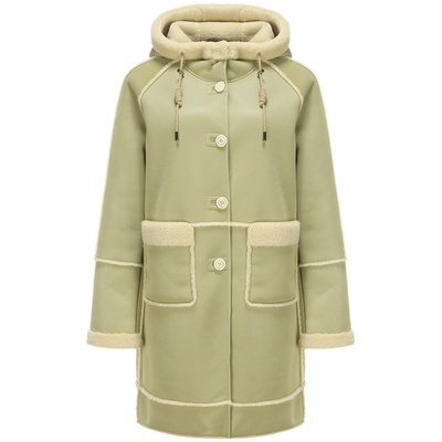 tanni休闲减龄连帽中长款大衣