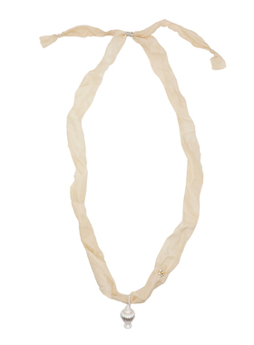 现货Amame花绽瓶语立体花瓶925纯银裸色丝带布条休闲高级项链