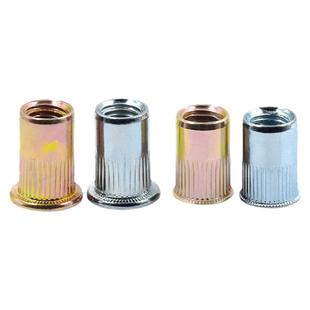 蓝白平头竖条纹拉铆螺母彩锌沉头盲孔密封拉卯帽英美制通孔卯螺帽