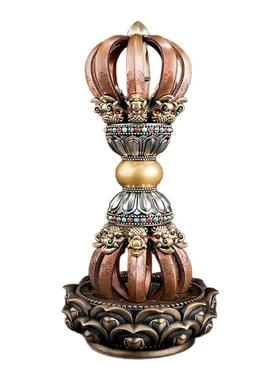 藏式黄铜九股金刚杵摆件装饰38cm