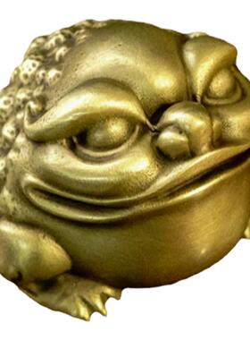 铜臻黄铜随身盘玩大嘴金蟾手把件