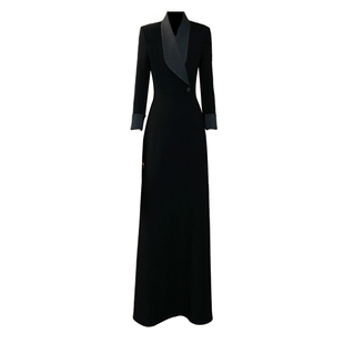 黑色长袖巨好看的早秋连衣裙2025新款今年流行爆款气质超长裙198