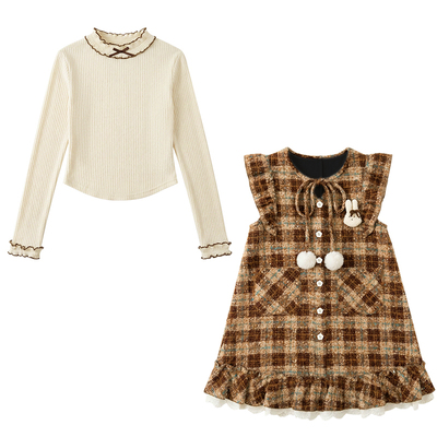 日杂甜美风小飞袖背心裙女小个子