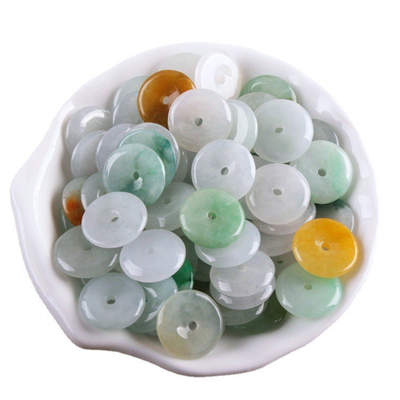 10 13mm翡翠玉平安扣编手链项链钥匙挂件配珠配件饰品串耳坠材料