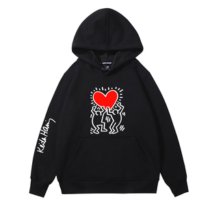 keith haring凯斯哈林联名情侣卫衣男连帽秋冬季潮ins宽松外套女