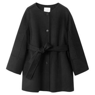 OVV2025秋冬新款经典圆领短款宽松休闲舒适羊绒大衣GWDAJ45103A