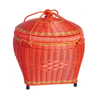 仿藤编喜庆箩筐大号收纳篮结婚嫁妆订婚满月乔迁进新房箩担拜神筐