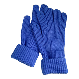 韩国克莱因蓝毛线针织可爱手套冬季女保暖可触屏露手指头分指骑车