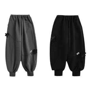 幼悠男童束脚宽松加绒加厚休闲裤2025冬季儿童时尚保暖帅气长裤潮