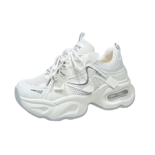 厚底老爹鞋女士2026夏季新款百搭增高气垫网面透气薄款休闲运动鞋