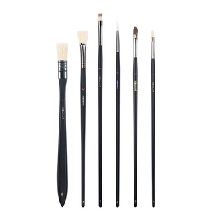 米娅水粉笔黑骑士单支平圆扁峰猪鬃马毛扇形笔勾线画笔油画笔