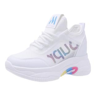 内增高网鞋女透气网面运动休闲女鞋2025新款夏季百搭老爹鞋小白鞋