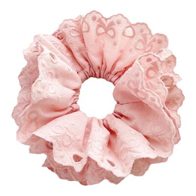 桃子柚定染色芭蕾风蕾丝刺绣发圈