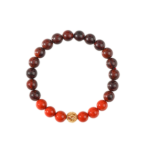 红色手链满肉南红手串补火链小叶紫檀手链天然宝石火焰纹木质串珠