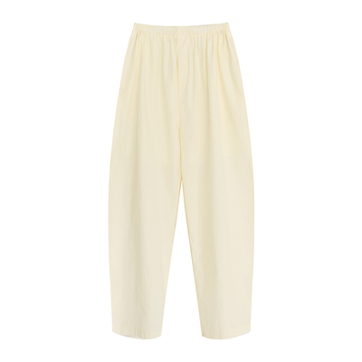 因由【06/18 am10:00上新】極简松紧腰透气弧形阔腿休闲纸袋长裤