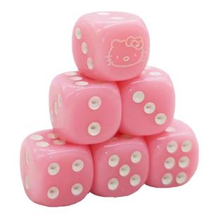 色子hello kitty骰子粒凯蒂猫色子卡通筛子14MM麻将圆角 dice粉色