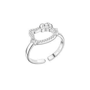 潮色绘x三丽鸥HelloKitty猫S925银戒指开口设计生日礼物送女友