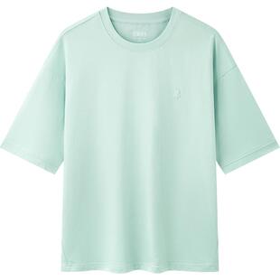 森马短袖T恤男oversize情侣装纯色百搭夏季休闲上衣中性宽松胶章