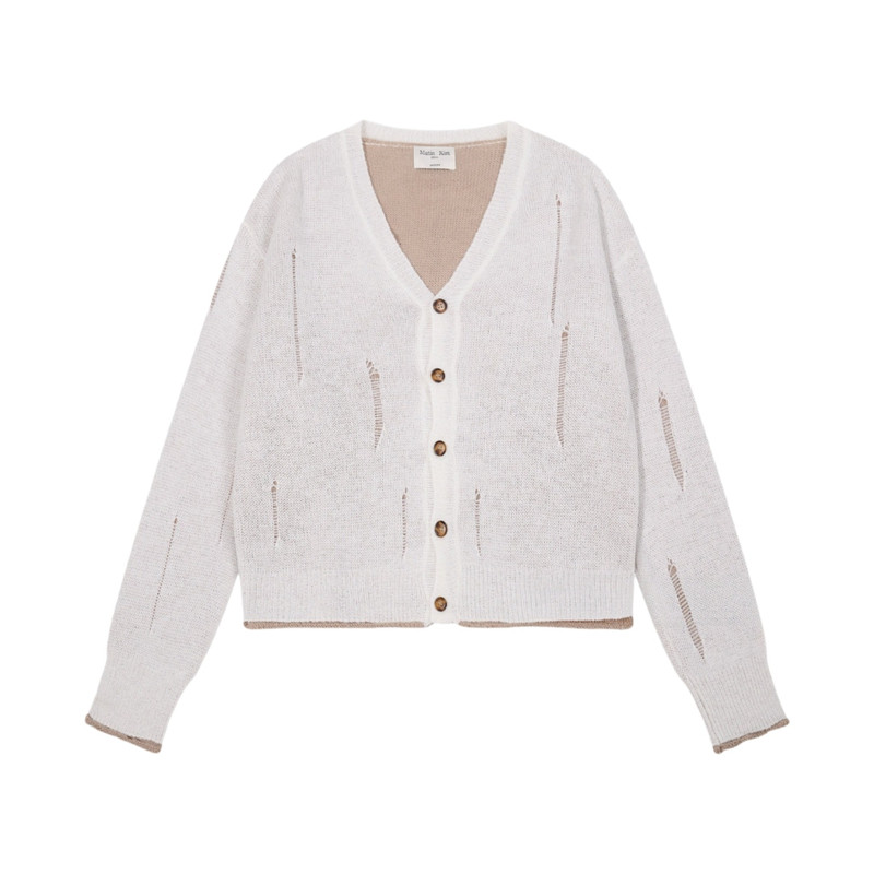 【官方正品现货】matin kim破洞针织开衫女柳智敏同款MK毛衣外套