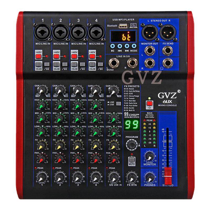 小型4路6路8路电脑录音12V调音台mixer混响声卡内录直播调音台