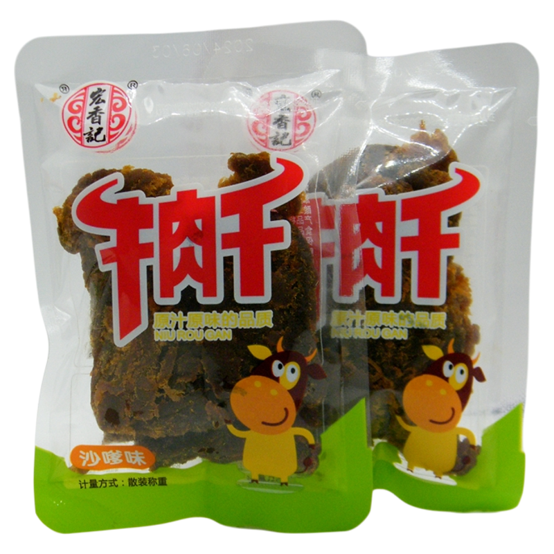 宏香记牛肉干五香沙嗲小包装500g