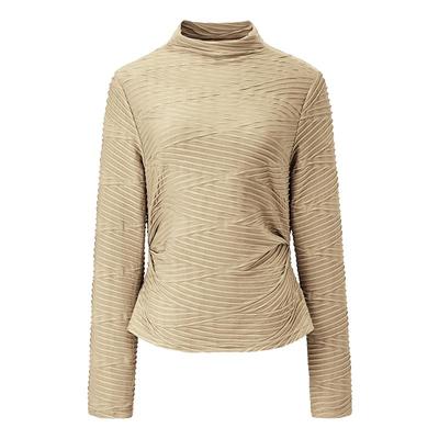 颜域半高领长袖褶皱针织衫