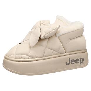 JEEP女鞋冬季雪地靴女2025新款加绒加厚棉鞋厚底冬鞋冬天面包鞋子